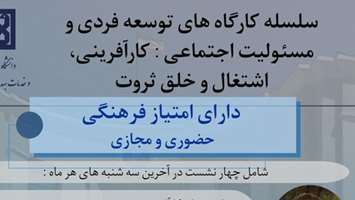 سلسله کارگاه های آموزشی با عنوان توسعه فردی و مسئولیت اجتماعی (کارآفرینی، اشتغال، خلق ثروت)